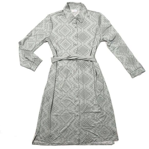 NEW w/ Tags Lularoe Ellie Shirt Dress Gray Aztec Striped Full Button NWT - Picture 6 of 6